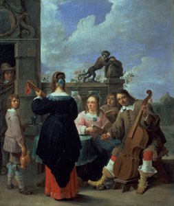 El Artista y su Familia en Concierto (panel) de David Teniers the Younger